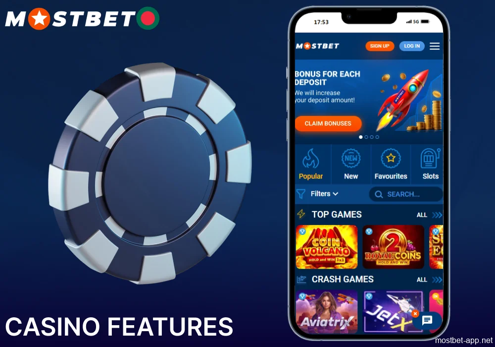Casino games available in Mostbet app for players from Bangladesh