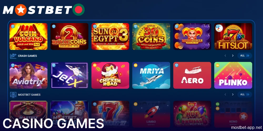 Mostbet casino games for players from Bangladesh
